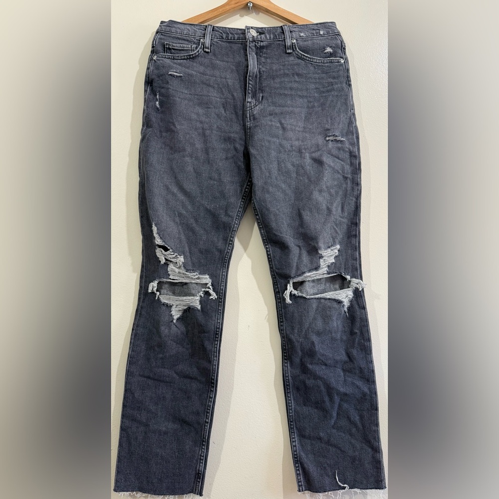 Hudson Jeans Men’s Blackened Gray Straight Ripped Jeans